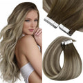 Cool Brown Fading to Ash Brown with Blonde Long Hair Extensions