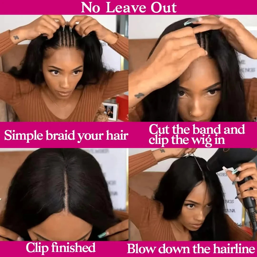 Straight V Part Wigs Human Hair Wigs
