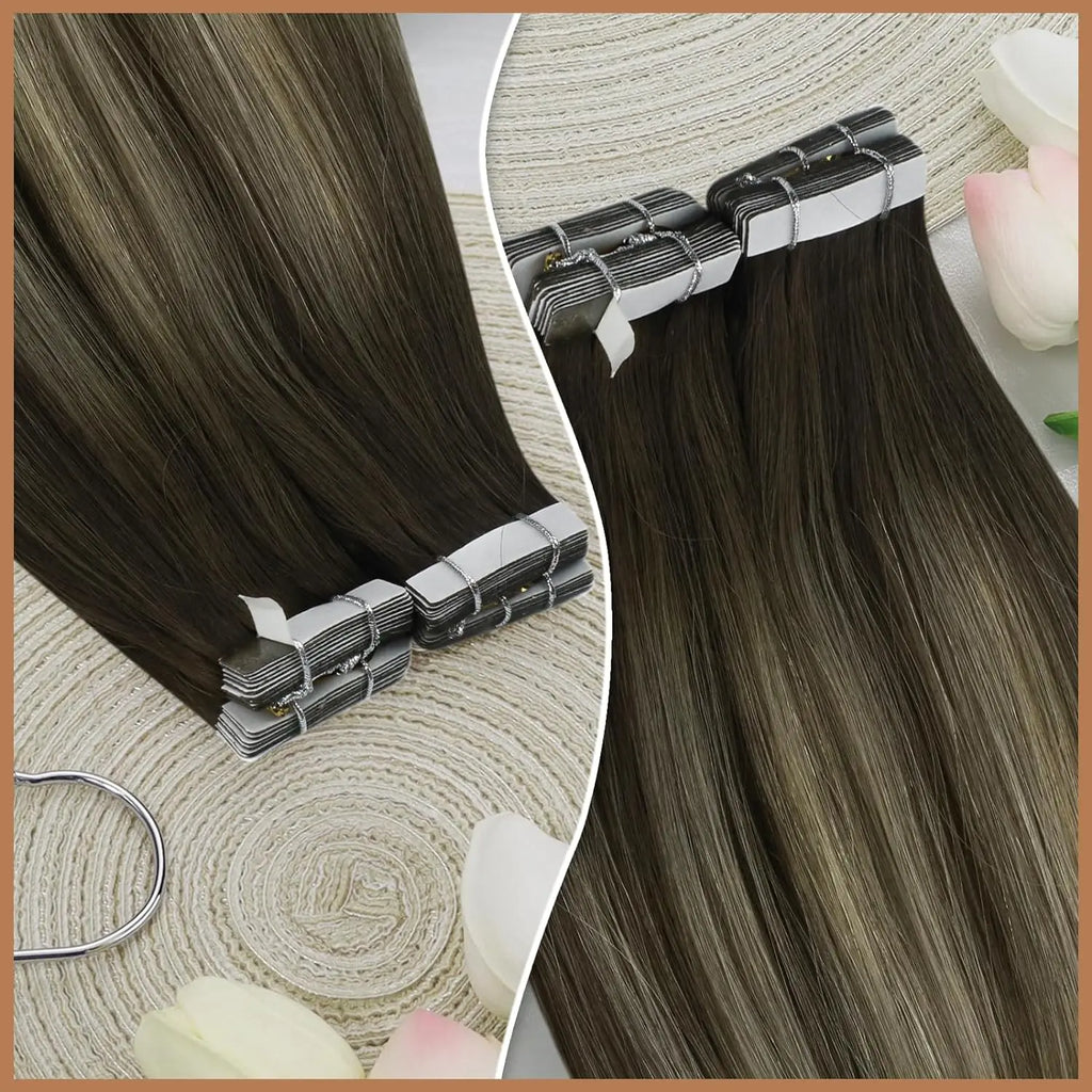 Color Real Natural Hair Skin Weft Extensions