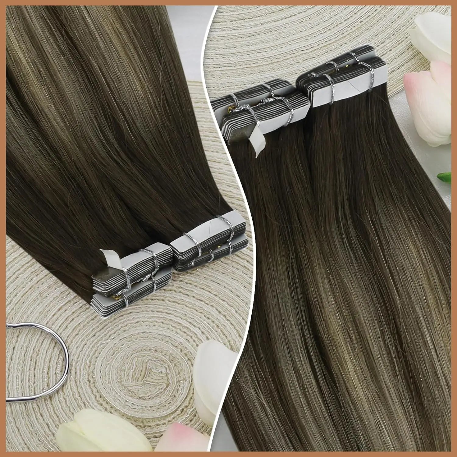 Color Real Natural Hair Skin Weft Extensions