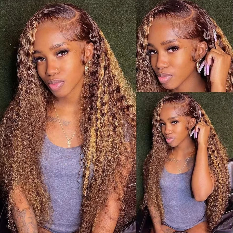 Ombre Wig Curly Human Hair Wig