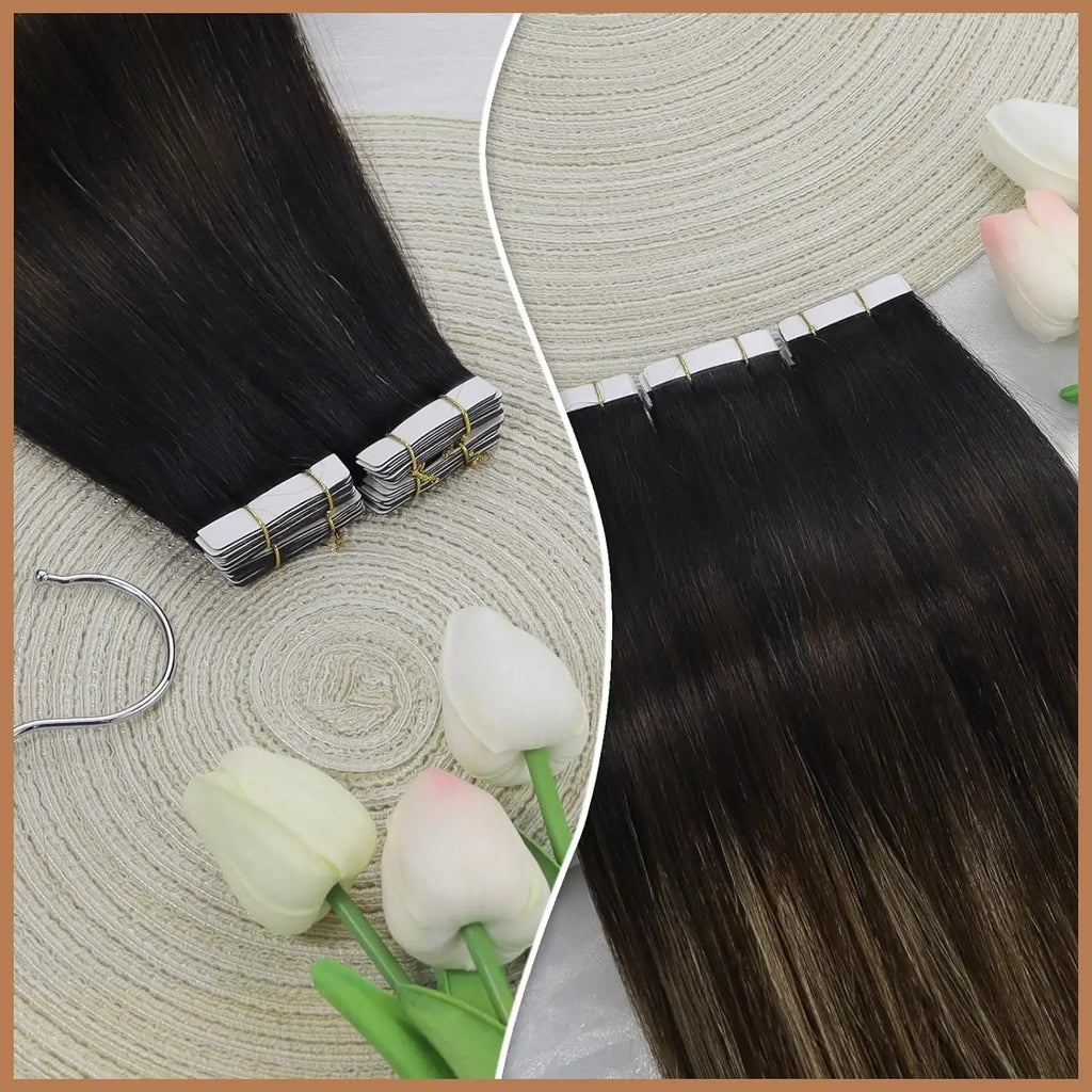 Tape In 100% Real Remy Human Hair Straight Extensions