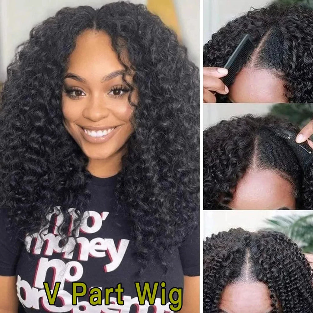 Botisi Curly V Part Wig