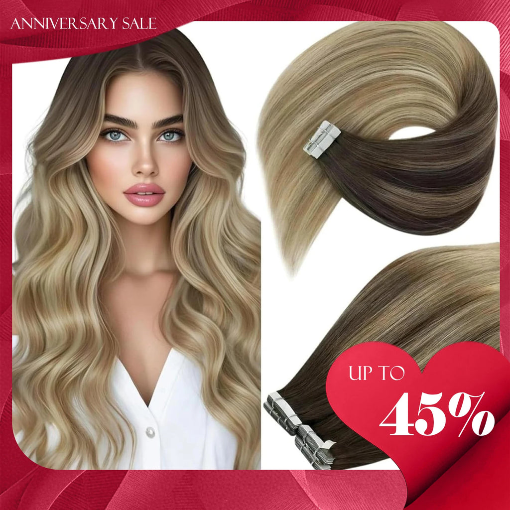 Color Real Natural Hair Skin Weft Extensions