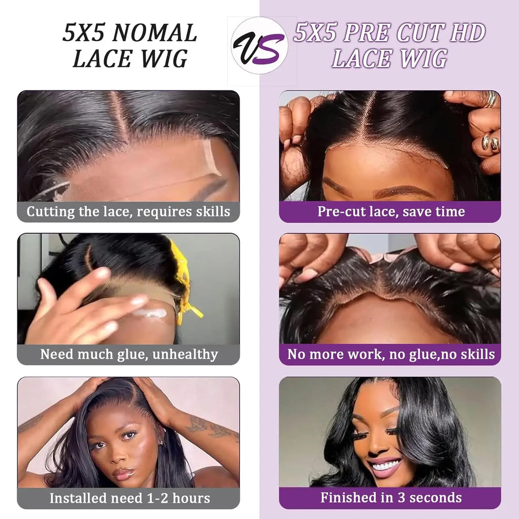Glueless Ready To Wear 5X5 Hd Lace Closure Wig