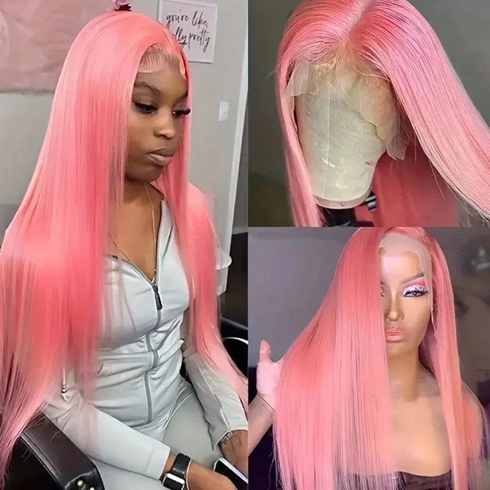 Pink Bone Straight Human Hair Wig